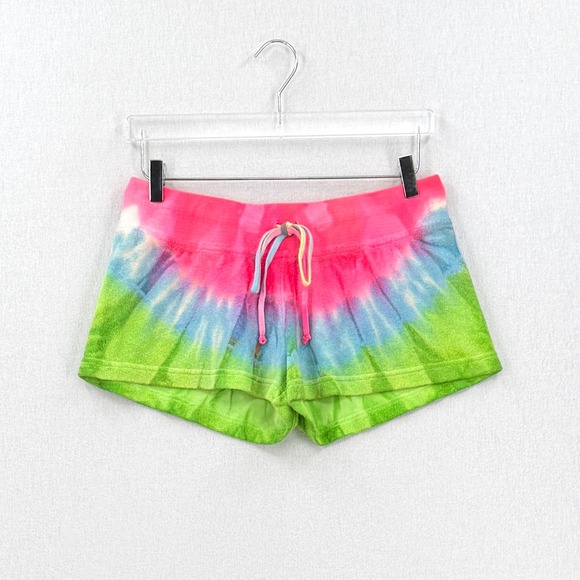Hard Tail Pants - HARD TAIL Tie Dye Terry Shorts Womens XL Pink Green Neon Rainbow Mini Y2K NEW